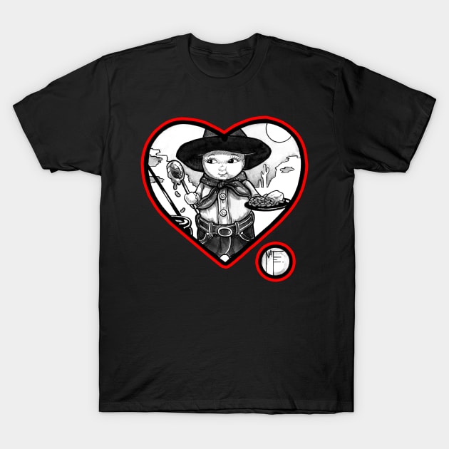 The Little Cowboy - Red Outlined Version T-Shirt by Nat Ewert Art